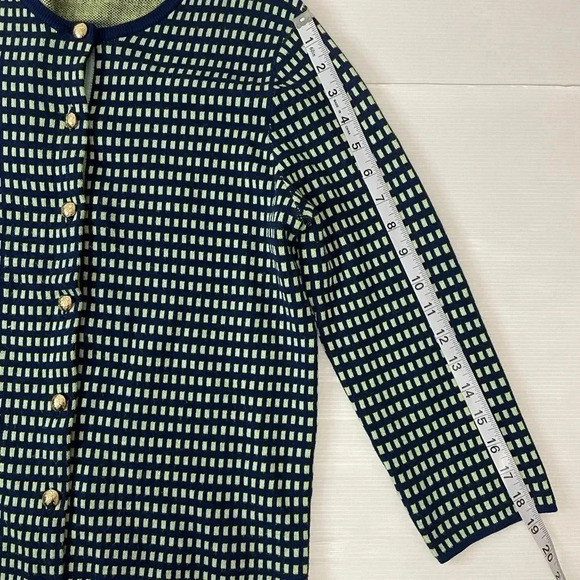 3 FOR $15 Draper James Button Front Cardigan Navy & Yellow W/Gold Buttons SZ Med - Picture 7 of 9